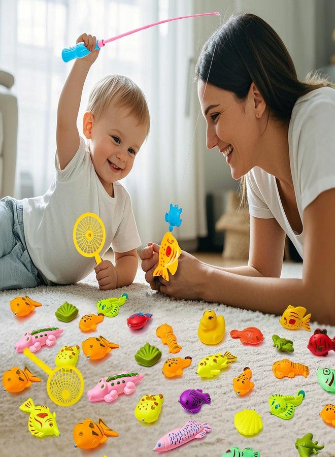 LHSYFBZ 62Pcs Magnetic Fishing Game for Kids, Bathtub Kiddie Party Toy, Plastic Floating Fish with Pole Rod Net, Bath Toys for Kids Ages 4-8 - Image 5